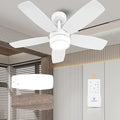Ceiling Fan 36'' for Small Room Matte White Modern Fans with Light Remote Control - Reversible Quiet DC Motor Dimmable with 6 Speeds for Bedroom Indoor Use