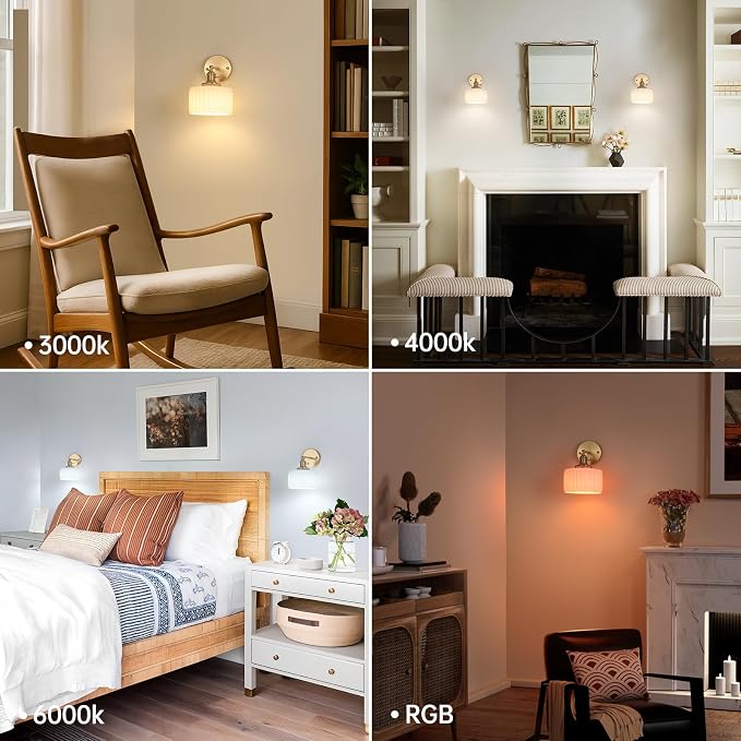 Shenmoyl Vintage Battery Operated Wall Sconce with White Striped Glass Lampshade 5000 mAh Rechargeable Battery Powered Wall Light with Remote Control for Bedside Bedroom Doorway, Set of 2
