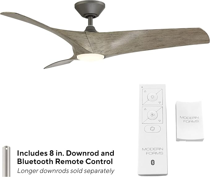 Modern Forms FR-W2006-62L27GHWW Zephyr Indoor or Outdoor Smart Home Ceiling Fan with Remote Control, 62in Blade Span, Graphite Weathered Wood