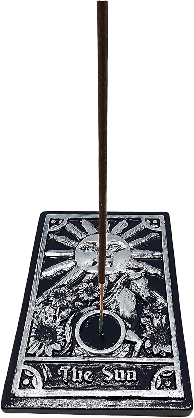 Sun Tarot Card Incense Burner – 3.5" x 5" Hand-Painted Holder | Tarot Decor, Meditation Tool, Spiritual Gift | Sun Card Symbolism for Positivity, Clarity & Energy Cleansing