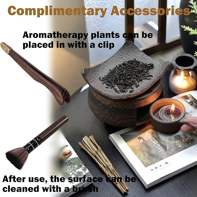 Incense Burner Kit, Zen Burner, Zen Ceramic Incense Holder with Wooden Tongs, Ceramic Aromatherapy Burner, Aromatherapy Stove for Bedtime Calm, Meditation, Home and Office
