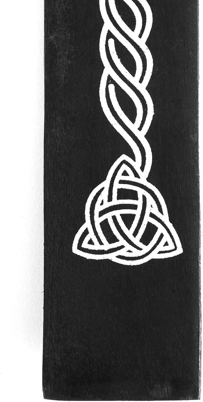 Incense Garden Wooden Incense Holder for Sticks Triquetra Black Painted Wood 10 inches Long