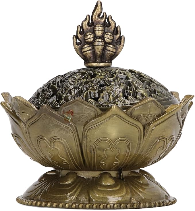 Luqeeg Incense, Lotus Flower Vintage Incense Holder, for Stick and Cone Incense Incense Cover for Incense Sticks, Resin Incense, Cone Incense Ritual Purpose, Decor
