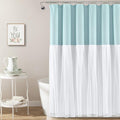 Lush Decor Tulle Skirt Colorblock Shower Curtain Single 72" W x 72" L Spa Blue & White - Fabric Shower Curtains for Bathroom - Cute Bathroom Curtain