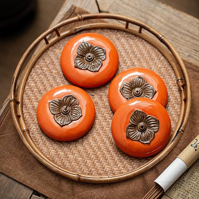 Incense Holder Orange Persimmon Tray for Incense Stick Set for Office Yoga and Livingroom Decorate Home 3Pc (3)