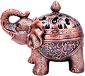 Hourwof Metal Elephant Incense Holder,Vintage Cone Coil Incense Burner with Lid,Ash Catcher,Aromatherapy Ornament Home Office Decor,Red Copper