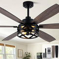 Bella Depot 60" Ceiling Fan with Light, Farmhouse Chandelier Ceiling Fan with Lights and Remote, Caged Rustic Indoor Fandelier with Silent Motor for Dining Living Room Bedroom, (bulbs not included)