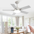 ZMISHIBO 42 Inch Ceiling Fans with Lights, Smart Remote/APP Control, Modern Ceiling Fan with 6 Speeds & 3CCT, Dimmable 30W LED, Quiet DC Motor, Noiseless for Living Room, Bedroom, Kitchen, Nickel