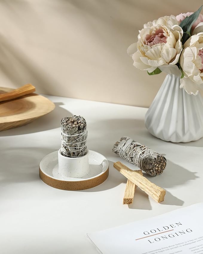 Sage Holder for Burning, White Sage Tray, Smudge Bowl, Sage Bundle Burner, Ceramic Sage Bowl, Smudging Burn Bowl for Sage, Ideal for Smudging Palo Santo Candles, Simple, Sturdy, Terracotta