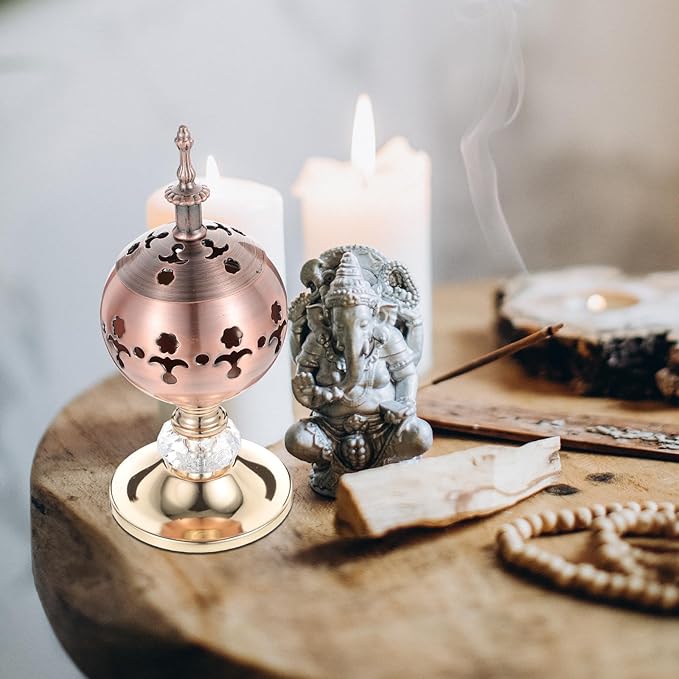 PRETYZOOM Wrought Iron Incense Burner 7.28In Tall Hollow-Out Metal Candle Stand – Heat-Resistant for Safe Incense Burning – for Home, Yoga Studio, Meditation Room