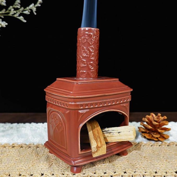 MOUGIGI Palo Santo Burner Holder-Ceramic Mini Chiminea, Incense Chimney-Style Burning Smudge Bowl for Sage, Incense Cones, Incense-Stick Fits Small Candle-Ideal for Home Altar, Zen/Meditation