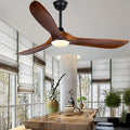 Ceiling Fan with Lights, 52 inch Solid Wood Indoor/Outdoor Ceiling Fans for Patios,Damp Rated Propeller Ceiling Fan for Porch,Farmhouse,Reversible Quiet DC Motor ETL Listed, Memory Function