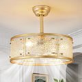 AIJIASI 20" Caged Ceiling Fans with Lights, Gold Fandelier Ceiling Fan with Light, Mid Century Chandelier Ceiling Fan with Remote Control, 6 Speeds for Bedroom, Nursery, Living Room