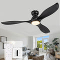 52 Inch Flush Mount Ceiling Fans with Lights and Remote,Black and Gold Low Profile Ceiling Fan with Light,Dimmable,Quiet Noiseless DC Motor for Patios,Living Room,Bedroom(Wall Control Switch)