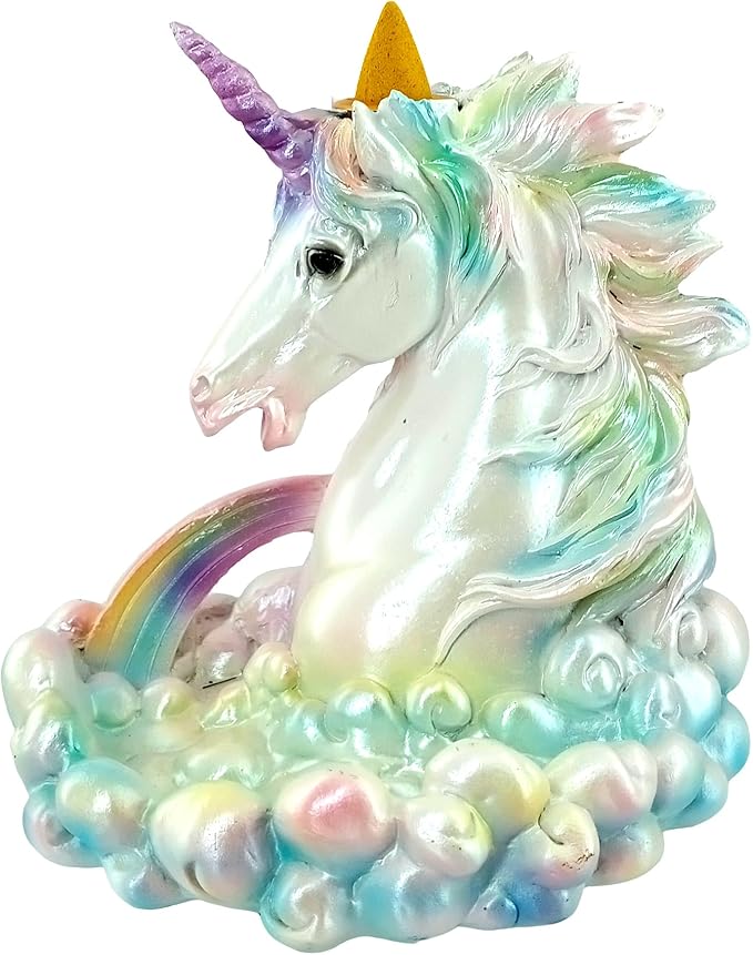 Fantasy Gifts Cloud Breathing Unicorn Backflow Burner – 5.5 x 5.75 Inch Fantasy Waterfall Décor Accent | Whimsical Unicorn Tabletop Decoration for Meditation & Home Décor
