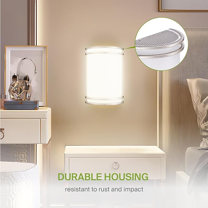 ASD Indoor LED Wall Sconce Lights - 10 Inch 15W Brushed Nickel Modern LED Wall Sconces Hardwired - ETL Dimmable 3000K 4000K 5000K Adjustable Sconce Light Fixture for Bedroom, Hallway, 2 Pack