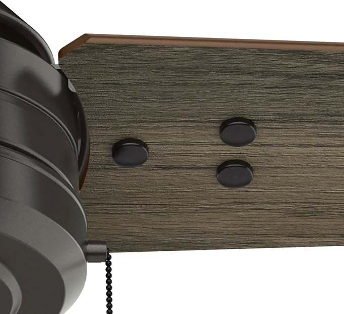 Hunter 44" Cassius Indoor/Outdoor Ceiling Fan, Pull Chain, Noble Bronze | Covered patios and porches get a no-light design, droop-free blades, and compact scale for offices or small rooms.