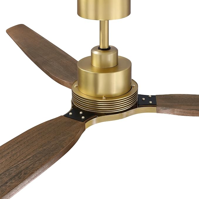 84 Inch Gold Brass Ceiling Fan No Light with Remote, Wood Ceiling Fan No Light, High CFM Quiet DC Motor, Rustic Farmhouse Large Ceiling Fan for High Ceiling, Commercial & Extra Large Spaces