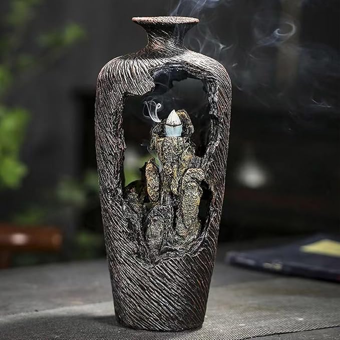 Backflow Incense Burner Cone Holder Waterfall Incense Burner Cool Inscent Fountain Falling Smoke Mountain Water Fall Incent Back Flow