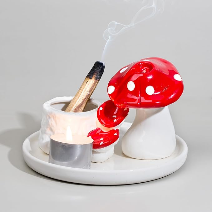 ZenBless 5 in 1 Mushroom Gifts Waterfall Incense and Candle Burner