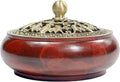 Red Brass Incense Burner with Stick Holder & Fireproof Cotton - Compatible with Cone, Charcoal Disc, Coil Incense | Handcrafted Durable Design for Home Altar, Meditation, Yoga