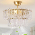 Gold Crystal Fandelier Ceiling Fan with Light, 20" Caged Chandelier Ceiling Fan with Light Remote Control, Mid-Century Enclosed 6 Speeds for Bedroom, Nursery, Living Room, Foyer