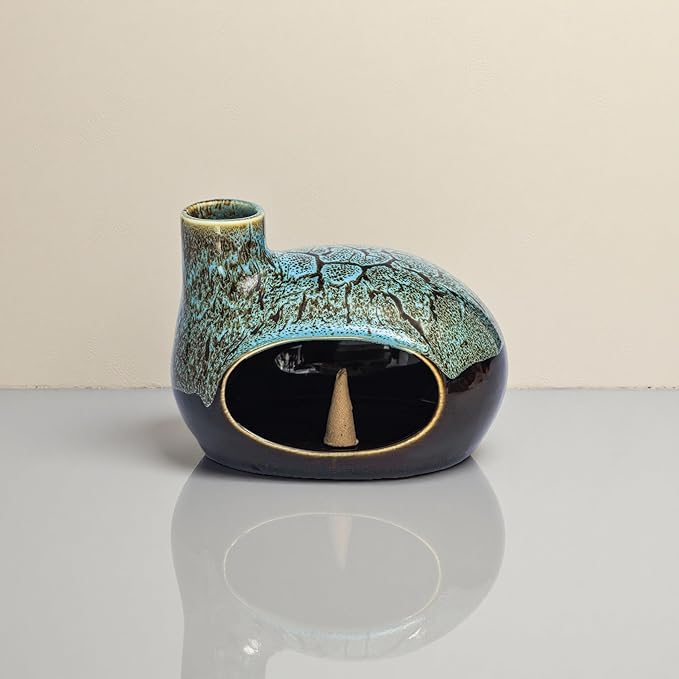 Palo Santo Holder Ceramic Incense Burner for Palo Santo Sticks, Cone and Sage Burning, Mini Chiminea Incense Burner Holder for Yoga Spa Aromatherapy Meditation, Home Office Decor (Color1)
