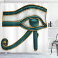 Ambesonne Egyptian Print Shower Curtain, Eye Pattern Egyptian of Protection Image, Cloth Fabric Bathroom Decor Set with Hooks, 69" W x 70" L, Yellow Emerald