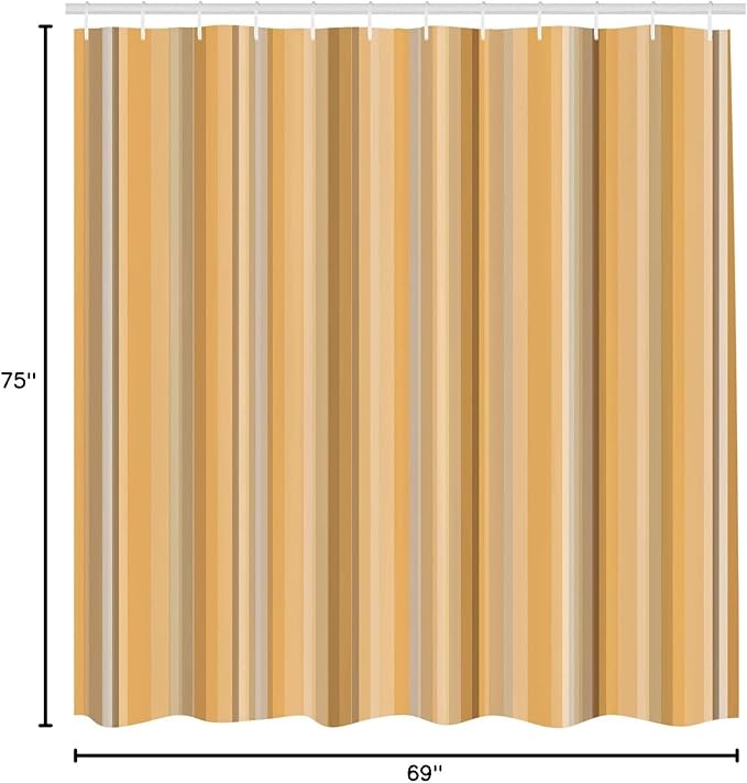 Ambesonne Stripes Shower Curtain, Abstract Ocean Inspired Palette Lines Geometrical Image Illustration, Cloth Fabric Bathroom Decor Set with Hooks, 75" Long, Pale Orange