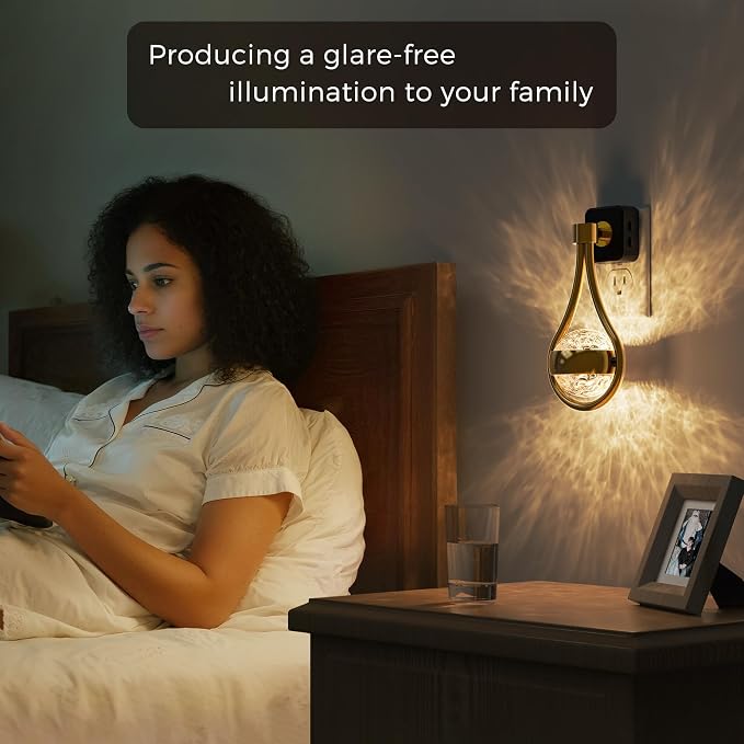 L LOHAS LED Night Lights Plug Into Wall, Star Projector RGB Night Light | 10 Color Change, Dusk to Dawn Sensor, 2 Pack 330°Rotating Globe Night Light for Bedroom, Hallway, Home Decor, Gaming Room