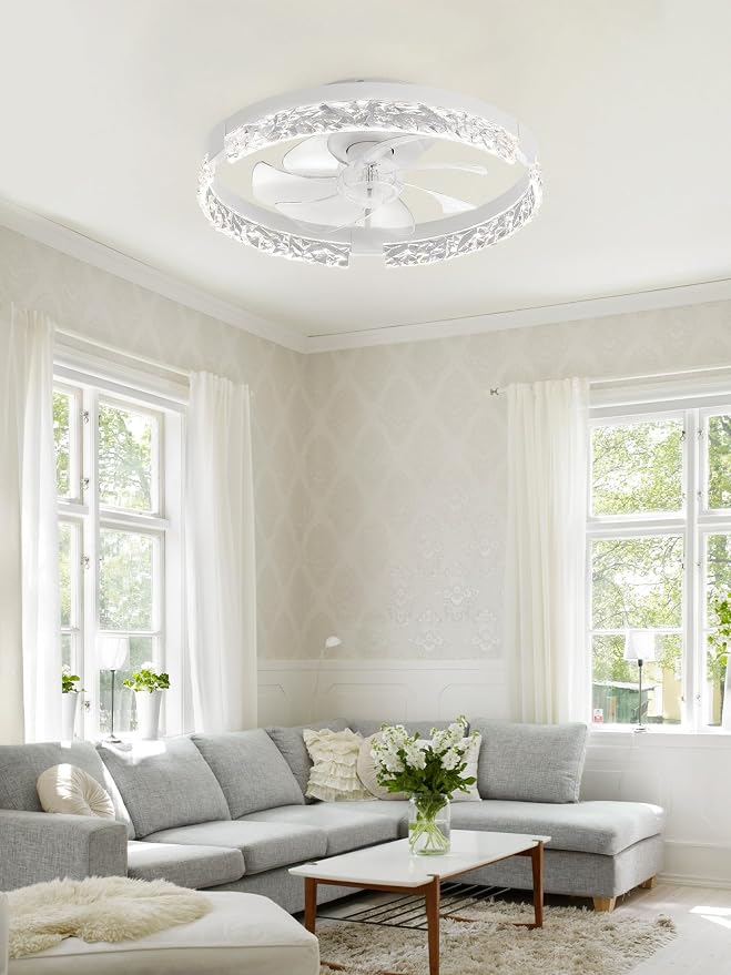ZMISHIBO Ceiling Fans with Lights and Remote, 18 Inch Flush Mount Fan Light, 6 Speeds, 3CCT, Dimmable, Low Profile Ceiling Fan, Modern Ceiling Fan with Light for Bedroom and Living Room, White