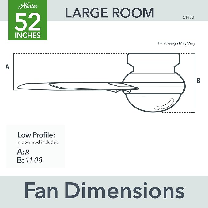 Hunter Minimus, Indoor, Ceiling Fan, with LED Light, 52 inch, Fresh White