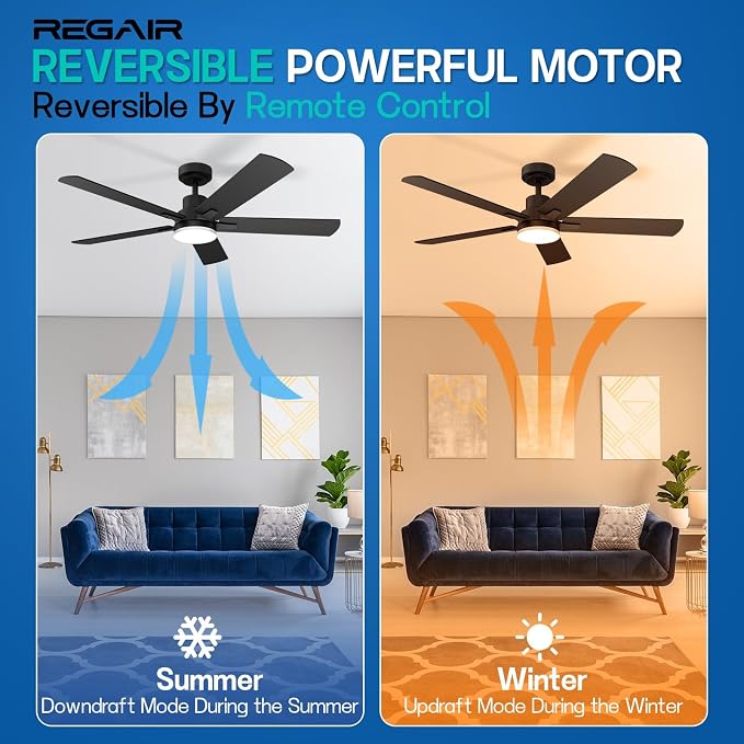 Ceiling Fan With Light 52-Inch, Remote Control Reversible DC Motors, 3CCT Dimmable Timer Noiseless, Nickel Ceiling Fan for Bedroom Living Room, Indoor&Outdoor ETL Listed