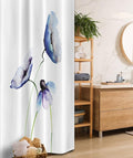 Ambesonne Watercolor Flower Stall Shower Curtain, Abstract Poppies Blossoms Simple Composition Picture, Fabric Bathroom Decor Set with Hooks, 36" W x 72" L, Blue and Green
