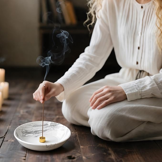 Incense Holder for Sticks Insence Bowl Round Minimalist Plate 6.2 ”