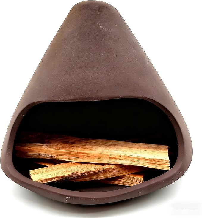 Ceramic Palo Santo Holder Incense Burner Aromatherapy Stove Mountain Fireplace Aromatherapy Stove Sage Cedar Peru Sacred Wood Cone Fireplace for Home Decor（ Purple Clay Black）