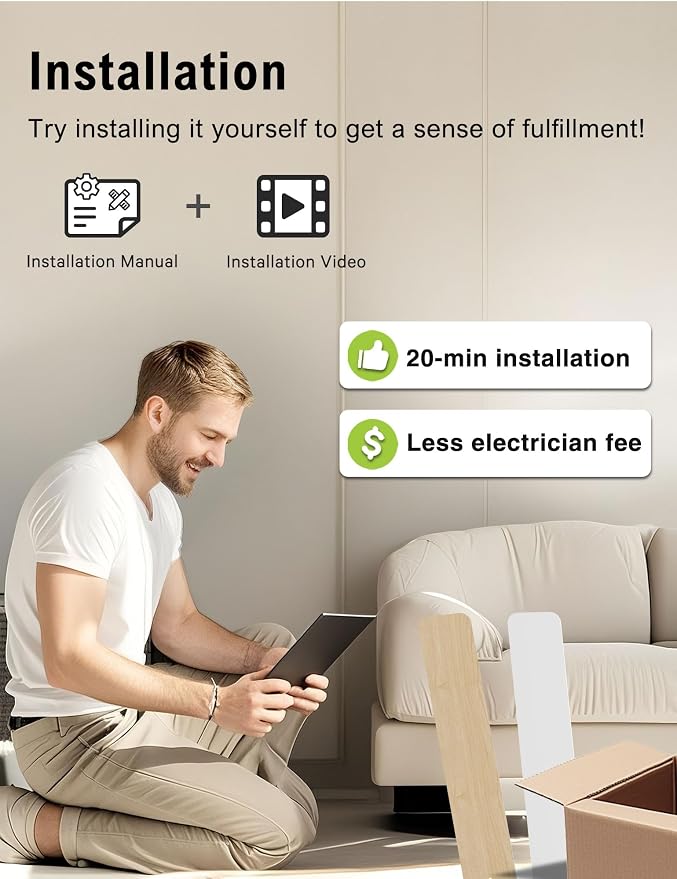 DAMINY 52 inch White Ceiling Fans with Lights,5 Blades,3CCT, Low Profile,Remote Control,for Bedroom, Kitchen,Living Room,Indoor/Outdoor Use,Flush Mount