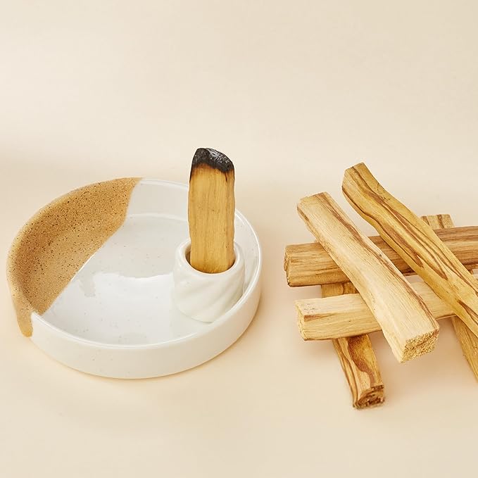 Palo Santo Holder, Incense Holder for Palo Santo Sticks, Ceramic Incense Burner, Scent Wood Stand and Ash Catcher, Simple, Sturdy and Well Made
