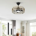 TALOYA 20 Inch Caged Ceiling Fans with Lights Chandelier Remote Control Flush Mount Low Profile for Bedroom Living Room Patio,Reversible,Buzzer Mute,Dimmable Led Light Included,Fandelier,White Oak