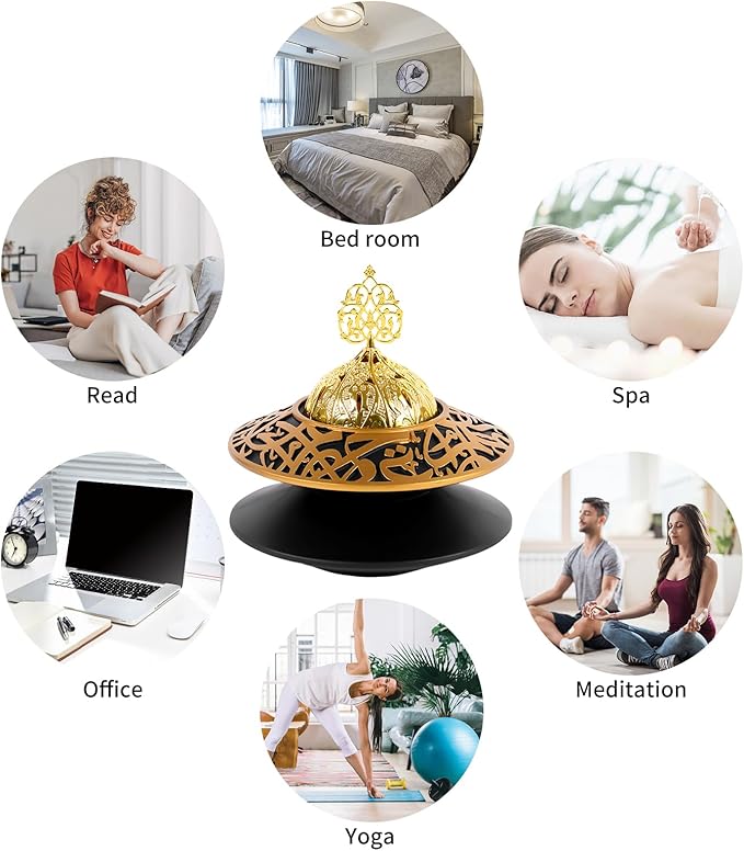 TERSCHELLING Frankincense Resin Incense Burner, Bakhoor Incense Burner, Portable Charcoal Incense Burner - For Office and Home Decor (With Lid)