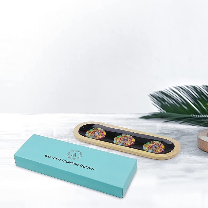 AAKRITI Wooden Incense Holder Wood | Exclusive 2-in-1 Multitasking Design | Natural & 100% Eco-Friendly | Perfect for Housewarming, Christmas, Birthday, (Mandala)……