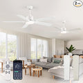 ZMISHIBO 2 Pack 52" Ceiling Fans with Lights, White Modern Ceiling Fan with Remote & App Control, Bedroom Indoor Fan with Dual Finish Blades, Quiet & Strong Motor, 24W Dimmable Bright LED Light.