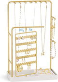 ProCase Jewelry Stand Holder Organizer and Storage, Gold (No-Assembly) | Rotating Earring Bracelet Holder Storage, Hanging Jewelry Display Velvet Ring Tray, Teen Girls Birthday Gifts Room Dorm Decor