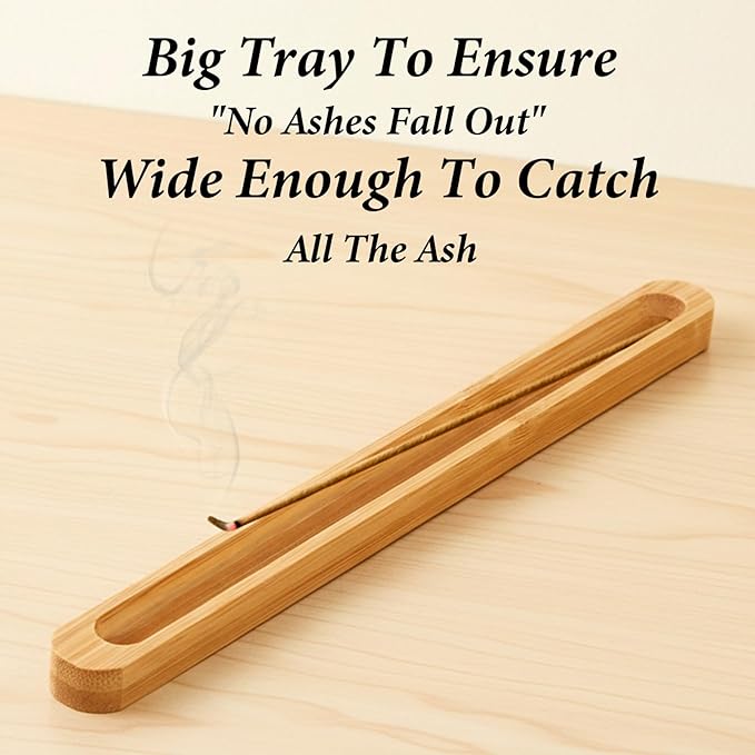Sibba 3 PCS Natural Bamboo Incense Holder with Adjustable Angle Ash Catch 9.06In Incense Burner for Meditation Yoga Home Office Zen Decor Aromatherapy Spiritual Gift Relaxation Stick Incenses Holder