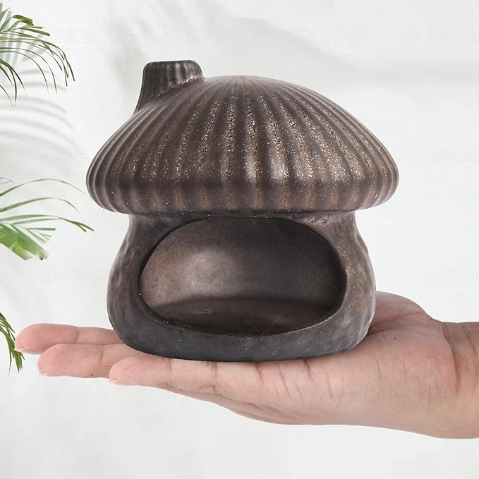 Palo Santo Holder Mushroom Shape, Ceramic Sage Holder for Burning Palo Santo Burner for Meditation, Yoga and Relaxation(Gilt Gold)