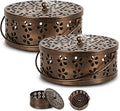 2-Pack Retro Bronze Mosquito Coil Holder, Outdoor Citronella Incense Sticks Burner, Metal Incense Holder with Handle