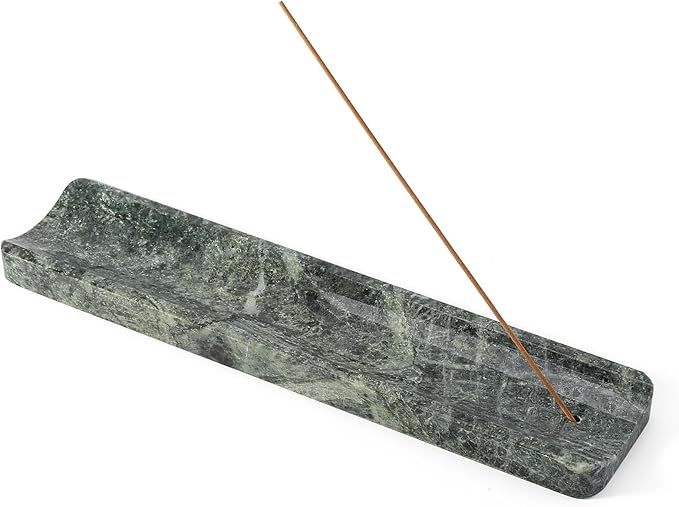 Koville Marble Incense Holder, Incense Holder for Sticks, Incense Sticks Holder Ash Catcher for Meditation Yoga SPA, Natural Stone Incense Burner, Home Table Decor (Verde Alpi)
