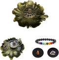 Vintage Bronze Color Mini Lotus & Frog Incense Burner, Cones and Small Coils Holder, Crystal Healing Chakras Energy Meditation Incense Set Aesthetic Home Decor Aromatherapy Ornament
