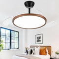 48 Inch Retractable Ceiling Fan with Lights, Fandelier Ceiling Fan for Bedroom Living Room Dinning Room, Chandelier with Fan 6 Speed, 3 Color Temperature, Reversible DC Motor-Black