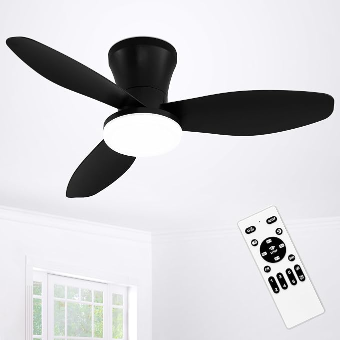 Small 3 Blade Ceiling Fan with Light 32 Inch Flush Mount Fan with Remote